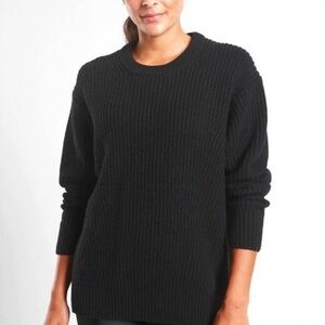 Athleta Cascades Crew Neck Sweater Wool Blend Black